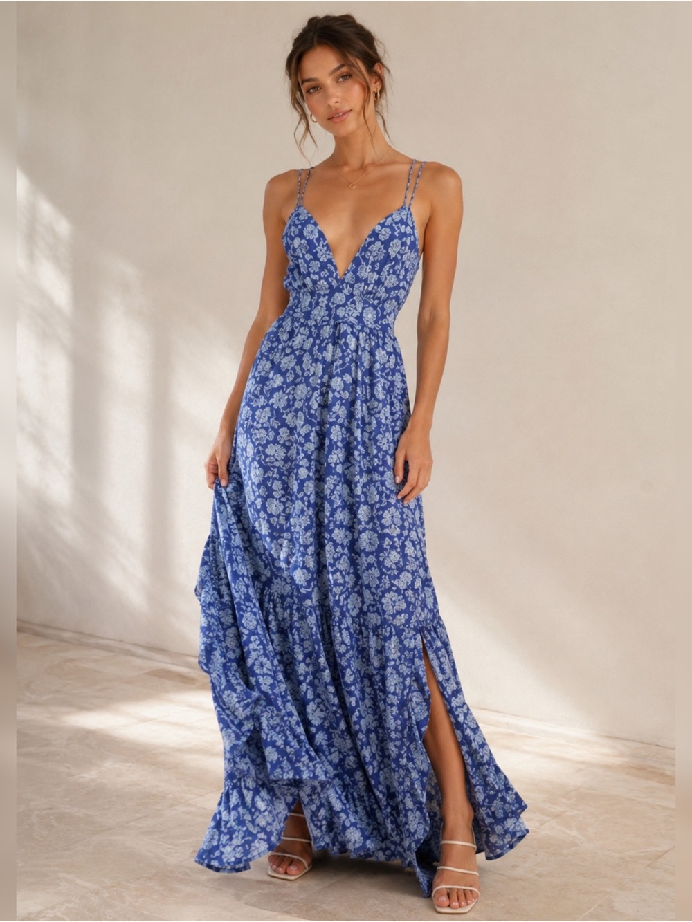 NWT Poupette St Barth Blue Egypt Ollie Maxi Dress